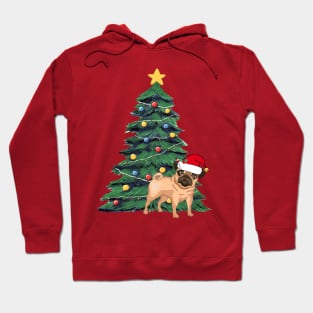 Cute Pug Christmas Tree Hoodie